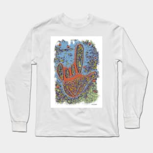 ASL I Love You Contemporary in Blue Long Sleeve T-Shirt